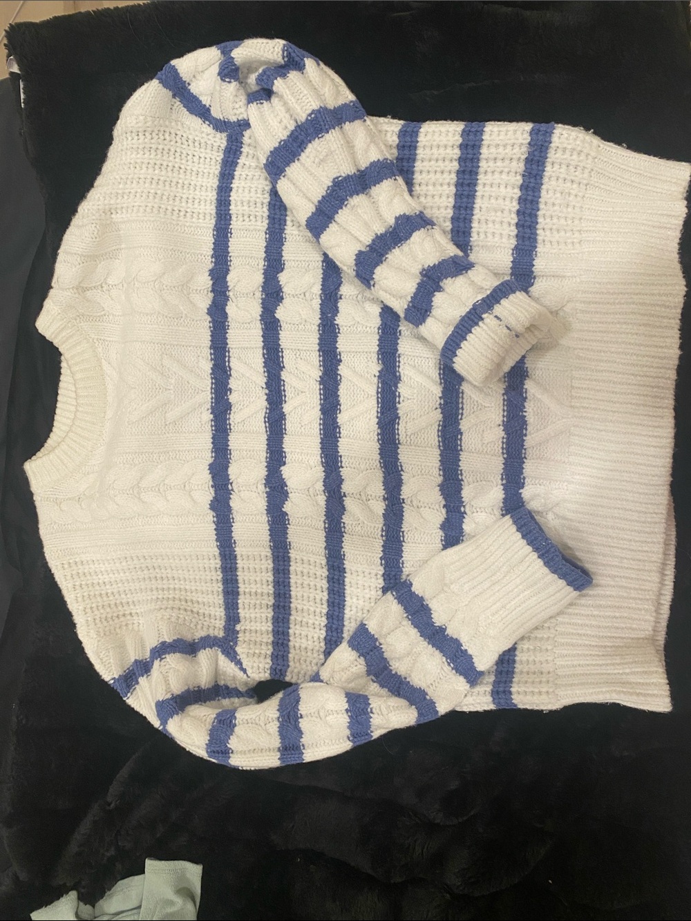 Ardene White Sweater with Blue Stripes